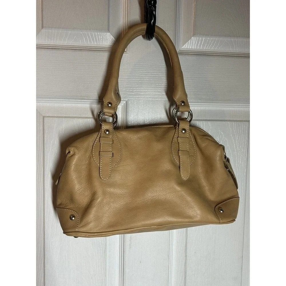 Sundance Leather Satchel Handbag Medium Size Tan Made In Italy